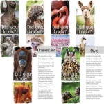 demco? upstart? animal fun facts set 3 bookmarks llama, orangutan, sloth, hedgehog, owl, flamingo