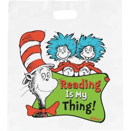 demco® upstart® dr. seuss™ reading is my thing economy book bags