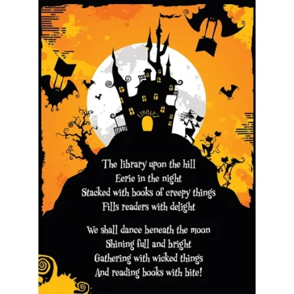 demco® upstart® haunted house halloween poem poster