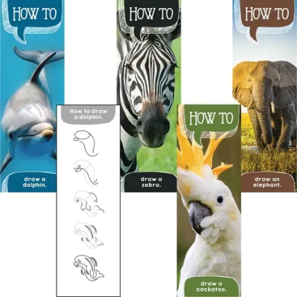 demco® upstart® how to: draw animals set 2 bookmarks