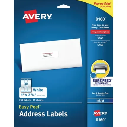 avery® processing labels easy peel address labels 1" x 2 5/8"