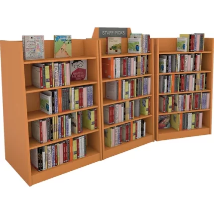 demco® americana® double faced mobile bookstore flat style shelving display unit