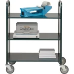 demco® iron horse® booktrucks, 3 flat reinforced shelves