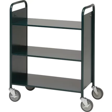 demco® iron horse® booktrucks, 3 flat reinforced shelves