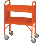 demco® libraryquiet™ booktruck, 4 sloped shelves orange