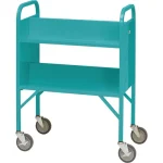 demco® libraryquiet™ booktruck, 4 sloped shelves turquoise
