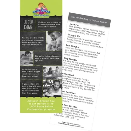 demco® upstart® 1,000 books before kindergarten caregiver tips jumbo bookmarks