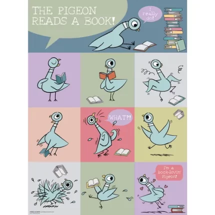 demco® upstart® mo willems pigeon reads a book poster