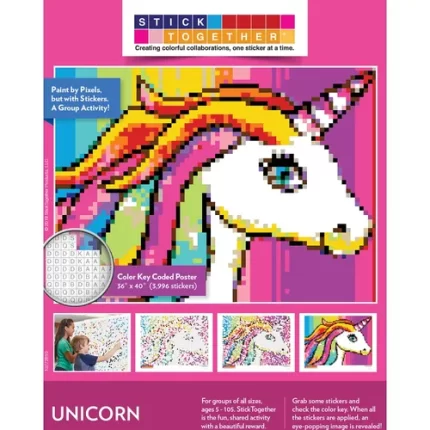sticktogether® rainbow unicorn mosaic sticker puzzle poster