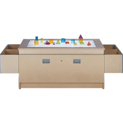 3branch discovery table with lightbox top and 2 storage bins