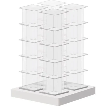3branch magstak rotating acrylic quad tower displays