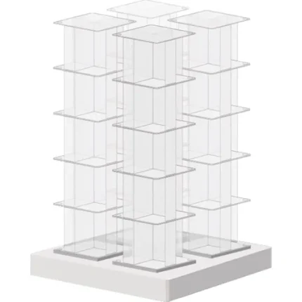 3branch magstak rotating acrylic quad tower displays