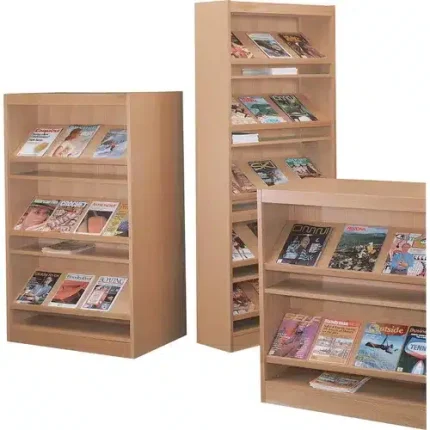 demco® classic™ double faced wood periodical shelving