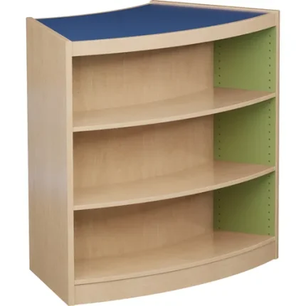 demco® colorscape® mobile double faced curved wood library shelving