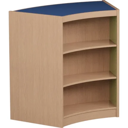 demco® colorscape® mobile double faced curved wood library shelving
