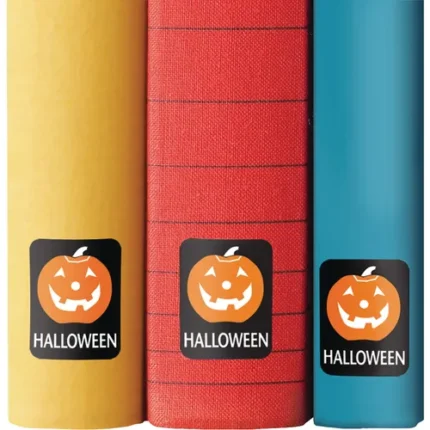 demco paper preprinted classification spine labels halloween