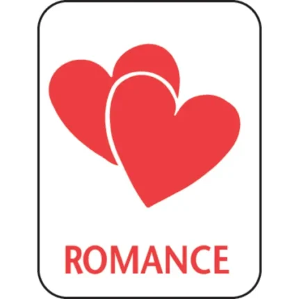 demco paper preprinted classification spine labels romance (hearts)