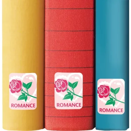 demco paper preprinted classification spine labels romance (rose)