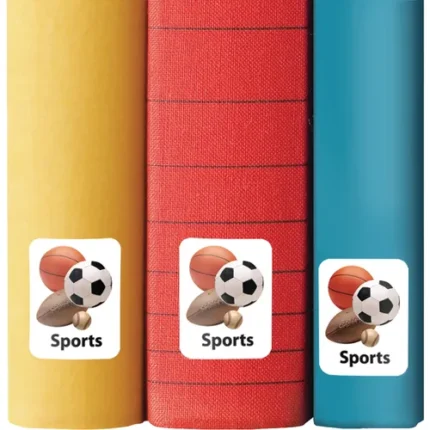 demco paper preprinted classification spine labels sports (balls)