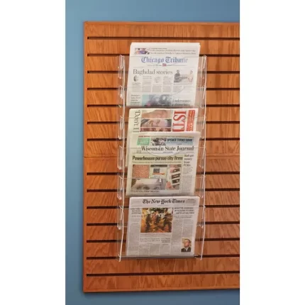 6 pocket slatwall magazine acrylic rack