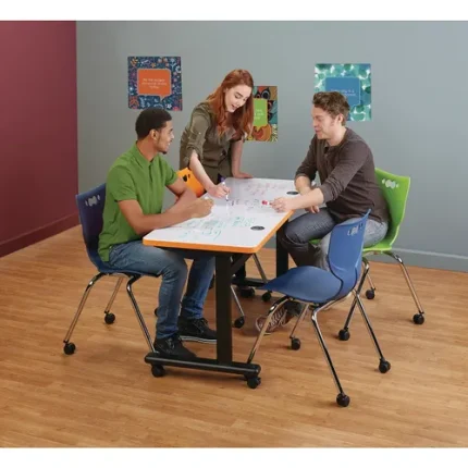 mooreco™ sit/stand dry erase flipper tables half round