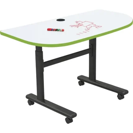 mooreco™ sit/stand dry erase flipper tables half round