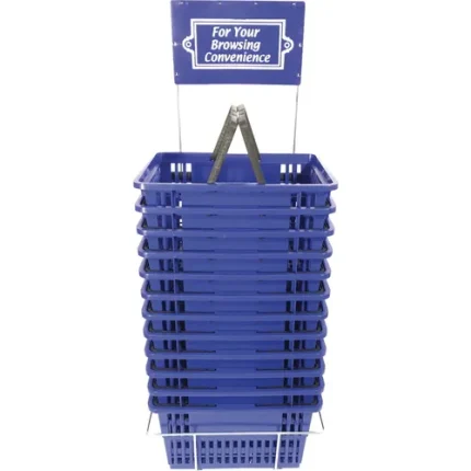 plastic browsing basket set with rack and sign