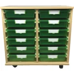 certwood wood storsystem mobile classroom storage units with trays