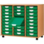 certwood wood storsystem mobile classroom storage units with trays