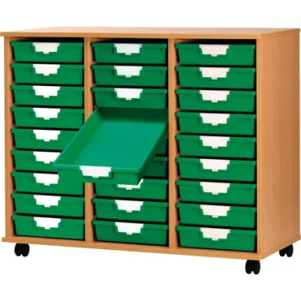 certwood wood storsystem mobile classroom storage units with trays