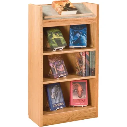demco® americana® end of range wood bookcases with sloped tops