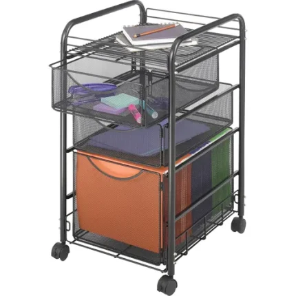 safco onyx mobile file carts 1 file, 2 small drawers cart