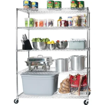 seville classics® 5 tier ultrazinc™ steel wire shelving with wheels