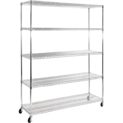 seville classics® 5 tier ultrazinc™ steel wire shelving with wheels