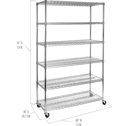 seville classics 6 tier ultrazinc steel wire shelving with wheels