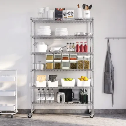 seville classics 6 tier ultrazinc steel wire shelving with wheels