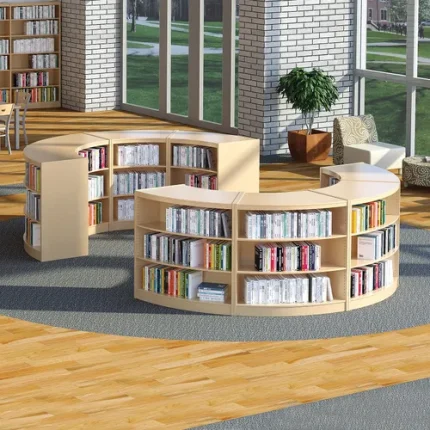 demco® libracraft® curved wood library shelving
