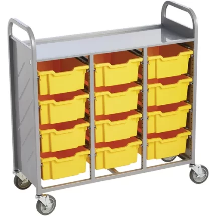 demco® show & stow cart with 12 deep trays