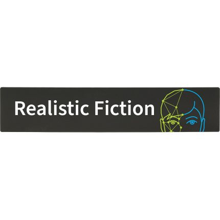 demco® bookshelf sign realistic fiction with graphics