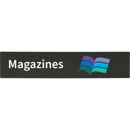 demco® bookshelf sign magazines with graphics