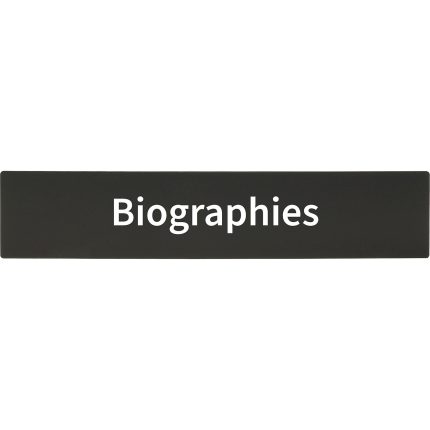 demco® bookshelf sign biographies with text only