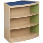 demco® colorscape® double faced curved wood library shelving