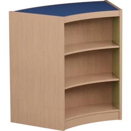 demco® colorscape® double faced curved wood library shelving