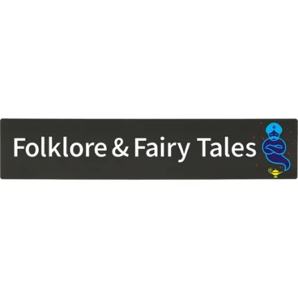 demco® bookshelf sign folklore & fairy tales with graphics