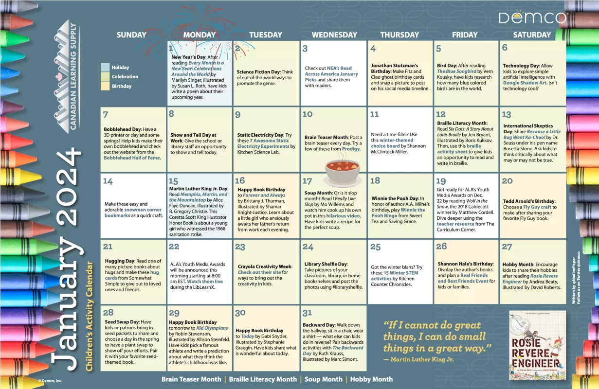 January Children's Activity Calendar