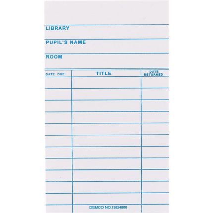 demco¬Æ school library borrowers' card, white standard form