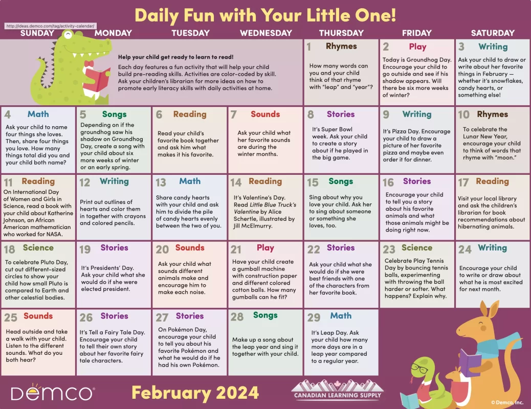 february activity calendar
