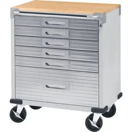 ultrahd rolling 6 drawer tool cabinet with wood top