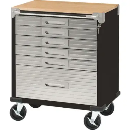 ultrahd rolling 6 drawer tool cabinet with wood top